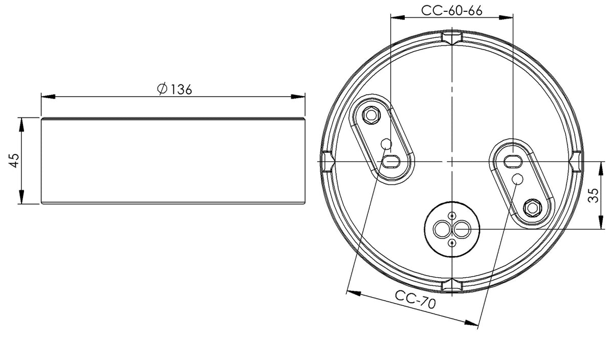 Massplan Porzellansockel Ø 123.5mm Gewinde IP44 für Led Modul | Ifö Electric