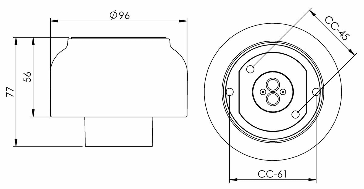 Massplan Porzellansockel Ohm Ø 84.5mm Gewinde IP44 E27 | Ifö Electric