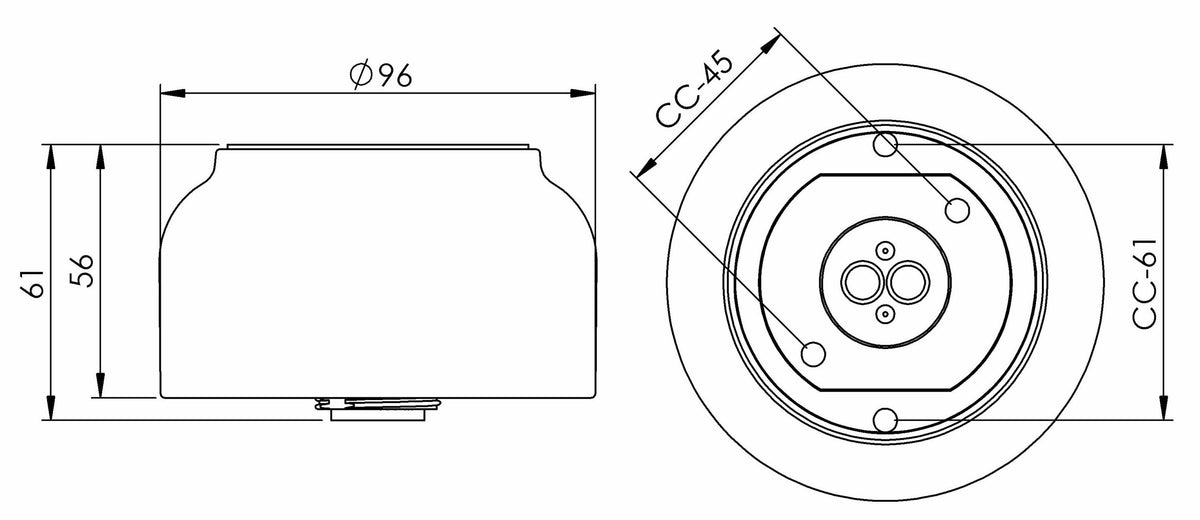 Massplan Porzellansockel Ohm Ø 84.5mm Gewinde IP44 G9 | Ifö Electric
