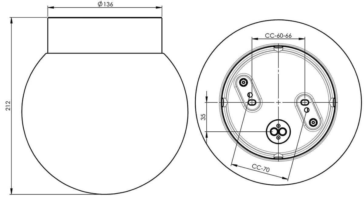 Massplan Classic Globe 200 Wand- und Deckenleuchte E27 IP44 Ø123.5 | Ifö Electric