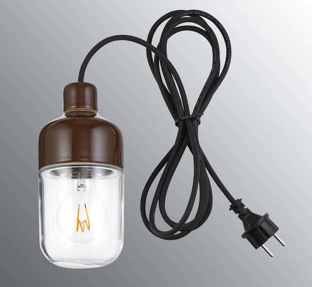 Ohm Pendelleuchte Porzellan 100/215 Outdoor Klarglas IP44 | Ifö Electric
