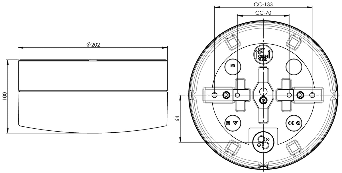 Massplan Opus 200/100 Led DALI porcelain wall/ceiling light 3000K matt opal Ø 185.5mm IP44 | Ifö Electric 