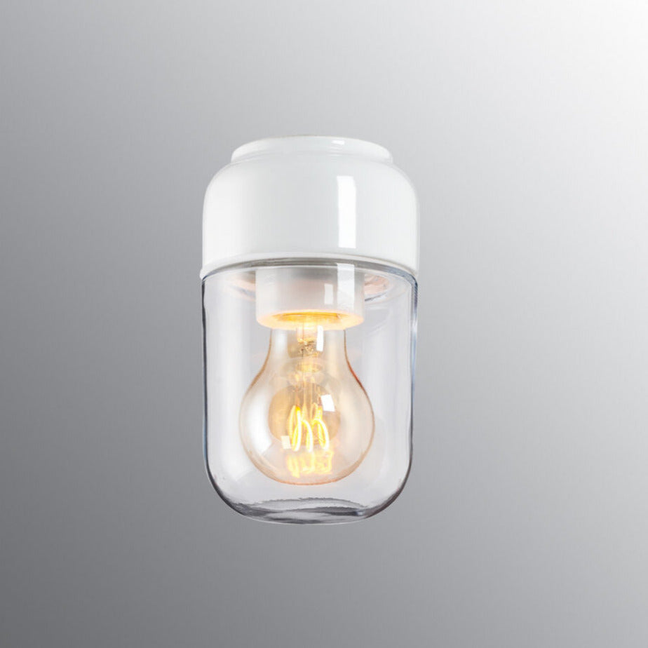 Ohm 100/170 Sauna Wand-/Deckenlampe E27 IP44, weiss, Klarglas | Ifö Electric