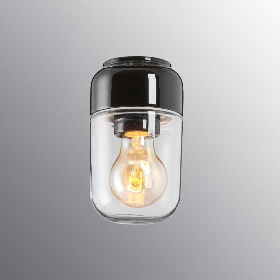 Ohm 100/170 Sauna Wand-/Deckenlampe E27 IP44, schwarz, Klarglas | Ifö Electric