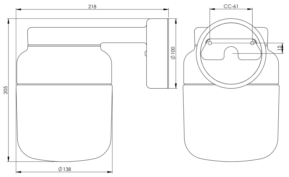 Massplan Ohm Wandleuchte 140/205 Ø123.5mm IP44 | Ifö Electric