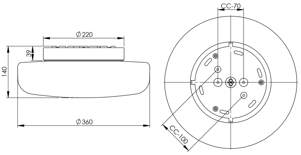 Massplan Solenne 360/140 Wand-/Deckenleuchte E27 Ø184mm IP44 | Ifö Electric
