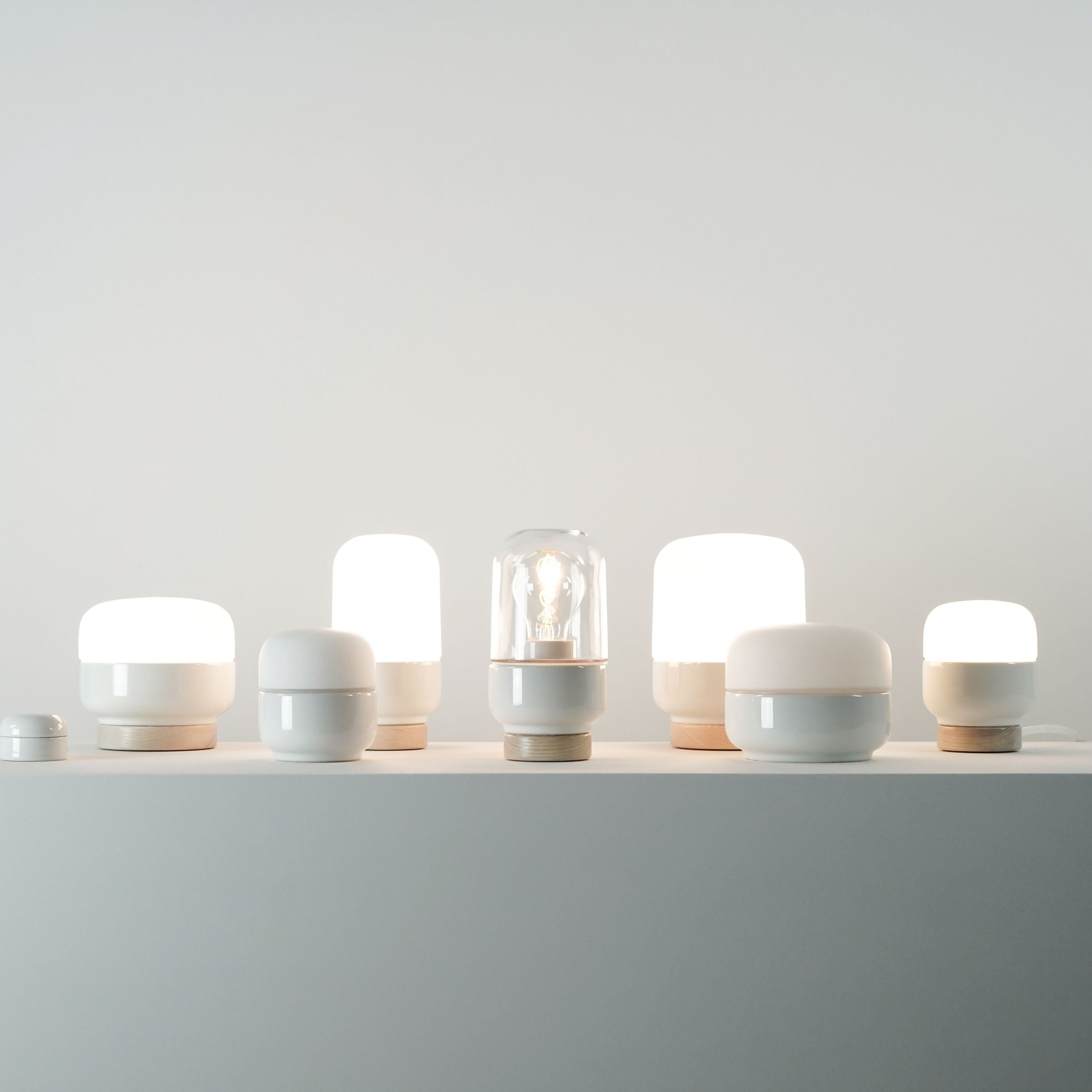 Tischleuchte Porzellan Ohm Table 140/190 E27 weiss Klarglas | Ifö Electric
