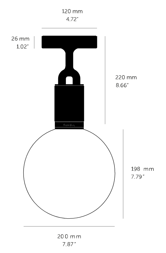 Massplan Forked Ceiling Linear Globe Smoked Medium