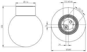 Massplan Classic Globe 200 Wand- und Deckenleuchte E27 IP54 | Ifö Electric