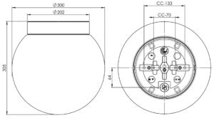 Massplan Classic Globe 300 Wand- und Deckenleuchte E27 IP44 Ø185.5mm | Ifö Electric