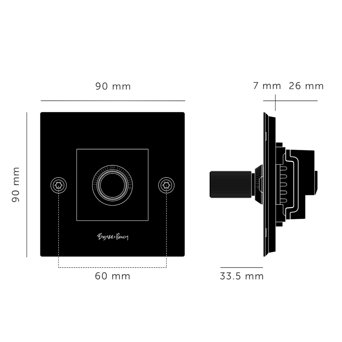 Massplan 1G Wanddimmer 250W Led Linear Black