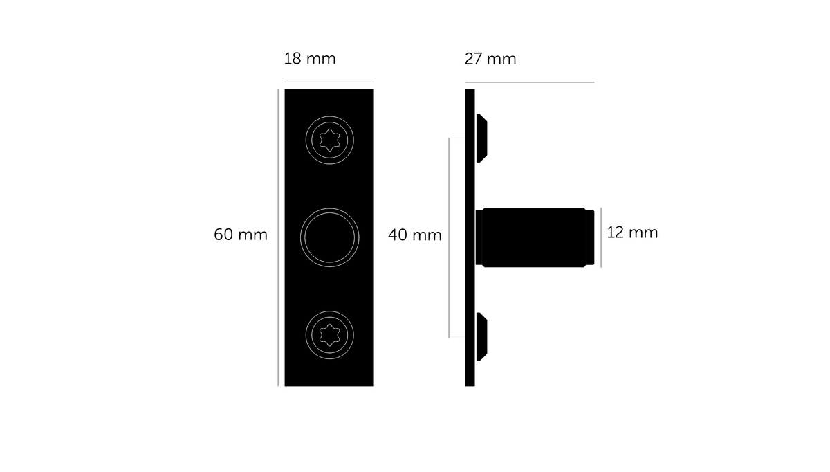 Massplan Türknopf Linear mit kurzer Platte 2er-Set
