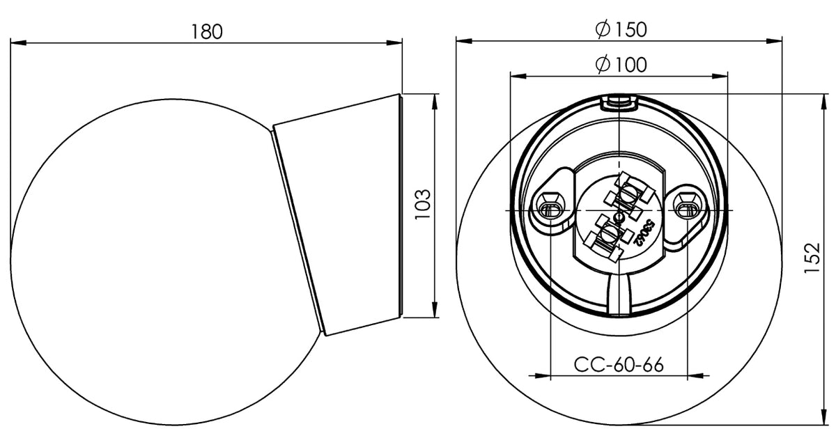 Massplan Globe classique 150 IP20 LED 3000K blanc opale brillant coudé | Ifö Electric 