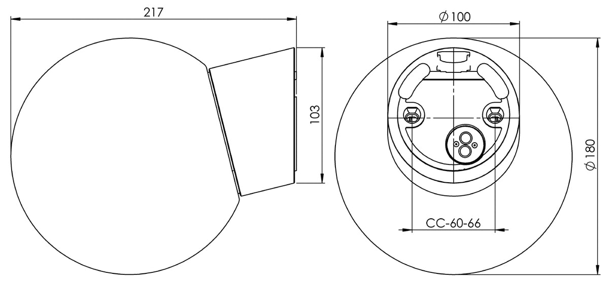 Massplan Globe classique 180 IP54 coudé | Ifö Electric
