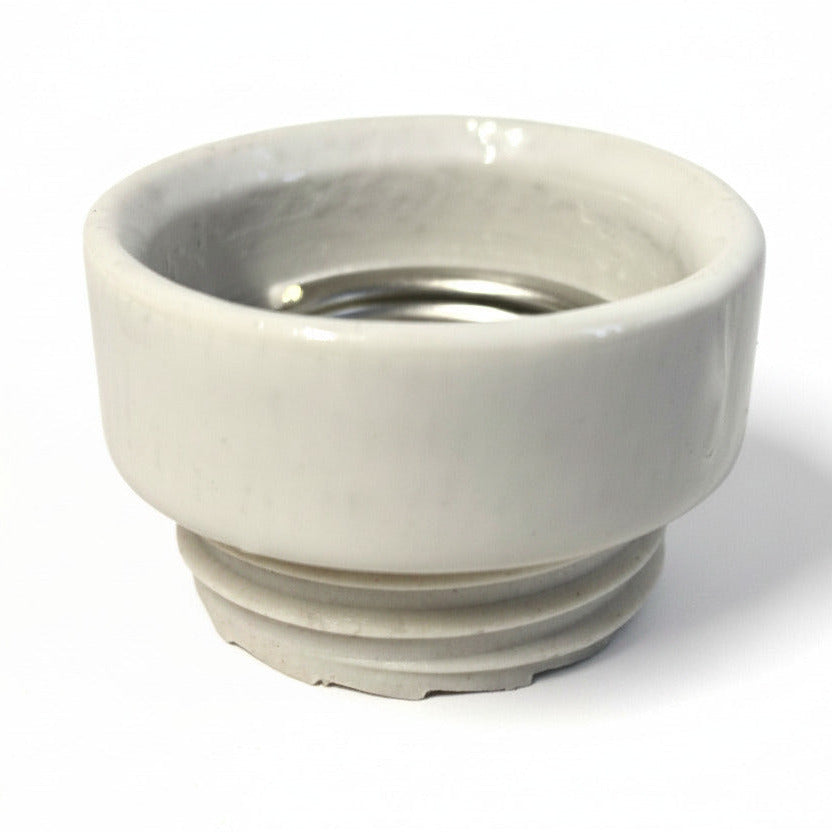 Pièce de rechange : Bague douille E27 rétro en porcelaine, droite / biseautée