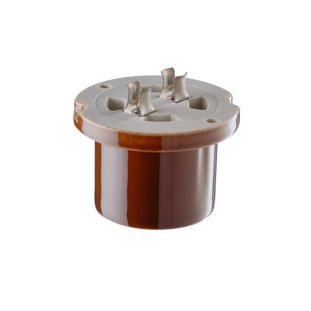 Ersatzteil Lampenfassung E27 glasiert mit Klemmhülsen für Polschrauben | Ifö Electric Braun