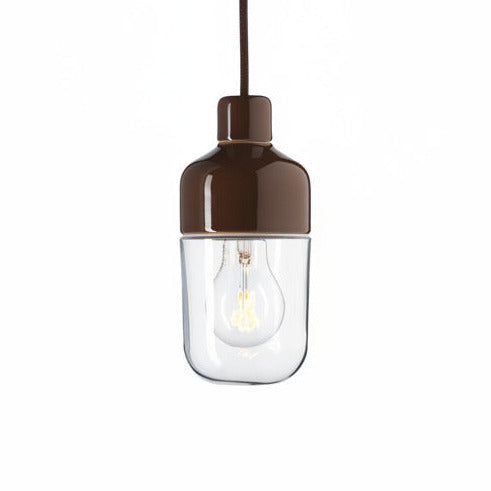 Suspension Ohm porcelaine 100/215 verre clair IP44 | Ifö Électrique 
