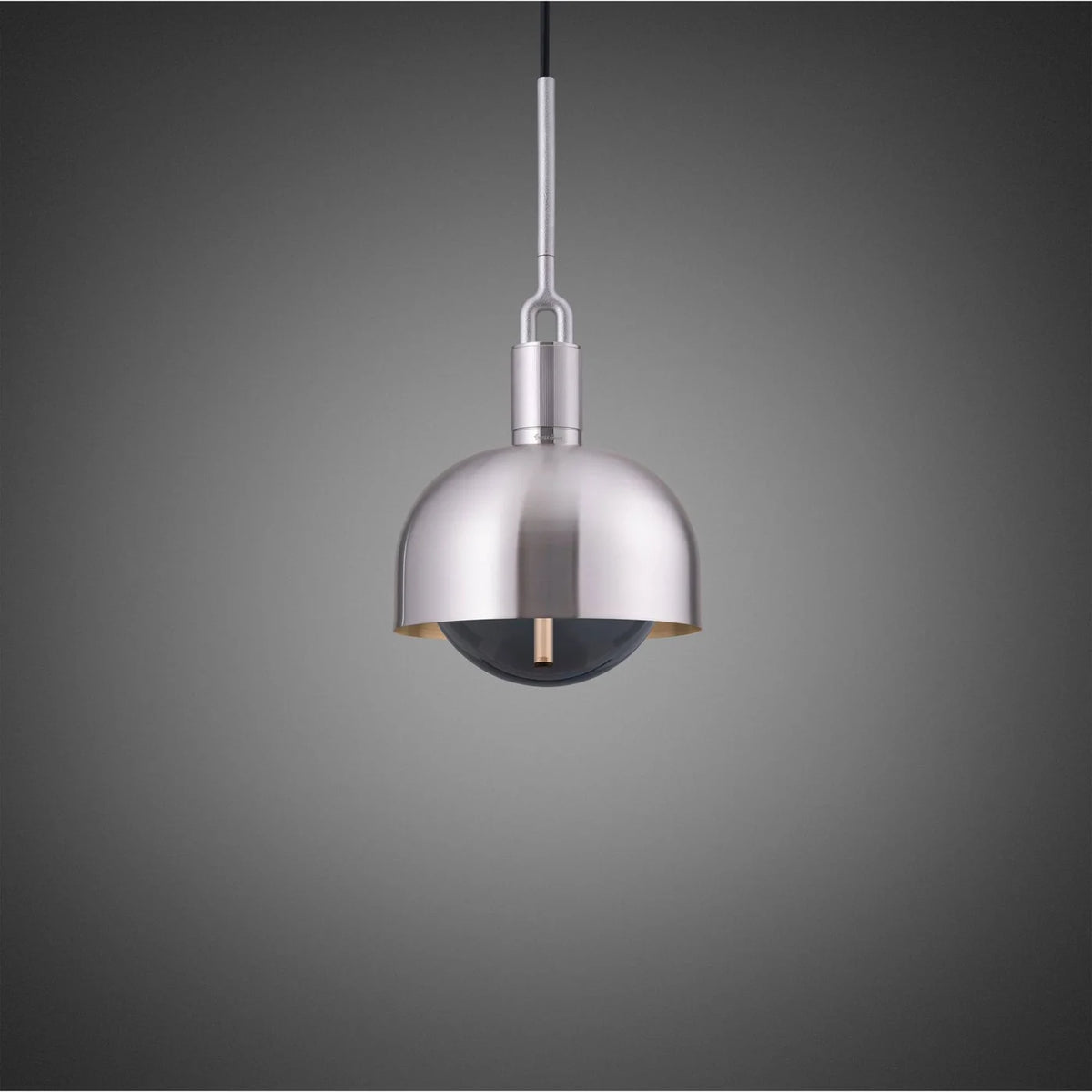 Buster + Punch Forked Pendant Medium in Stahl mit Rauchglas-Globus und Metallschirm