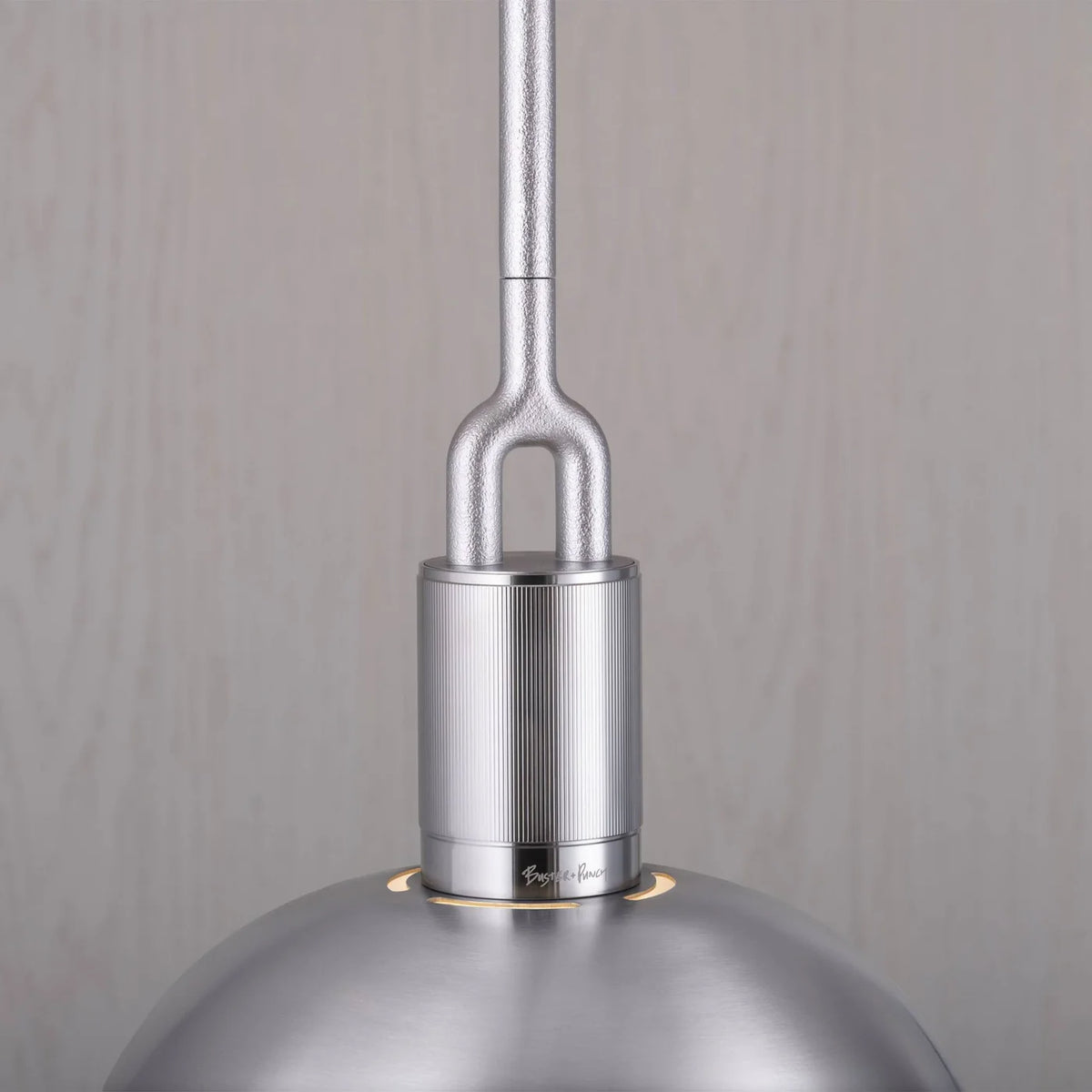 Buster + Punch Forked Pendant Medium in Stahl mit Rauchglas-Globus und Metallschirm