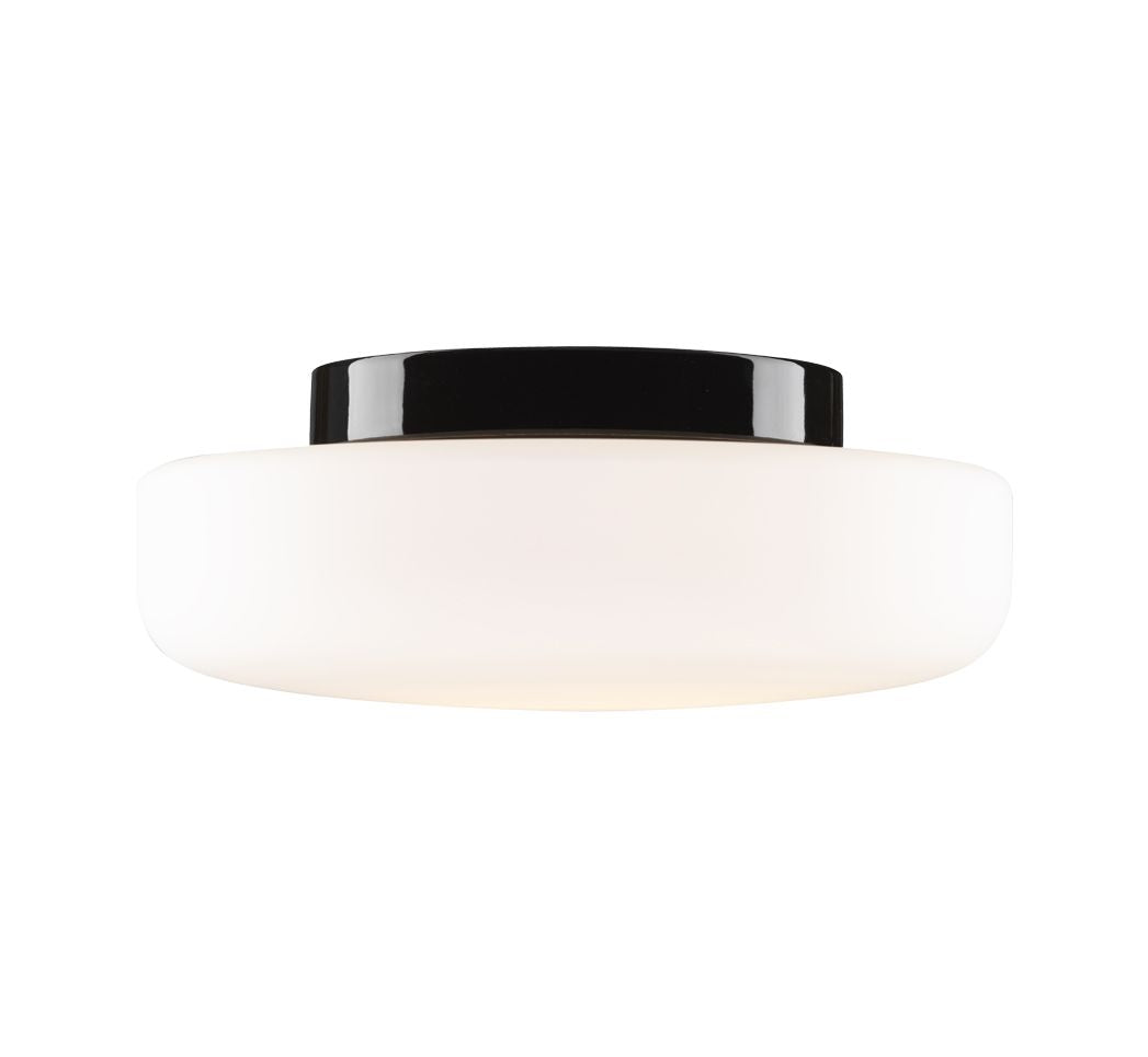 Solenne 360/140 LED DALI Wand-/Deckenleuchte mit Porzellansockel schwarz und matt-opalem Glas von Ifö Electric