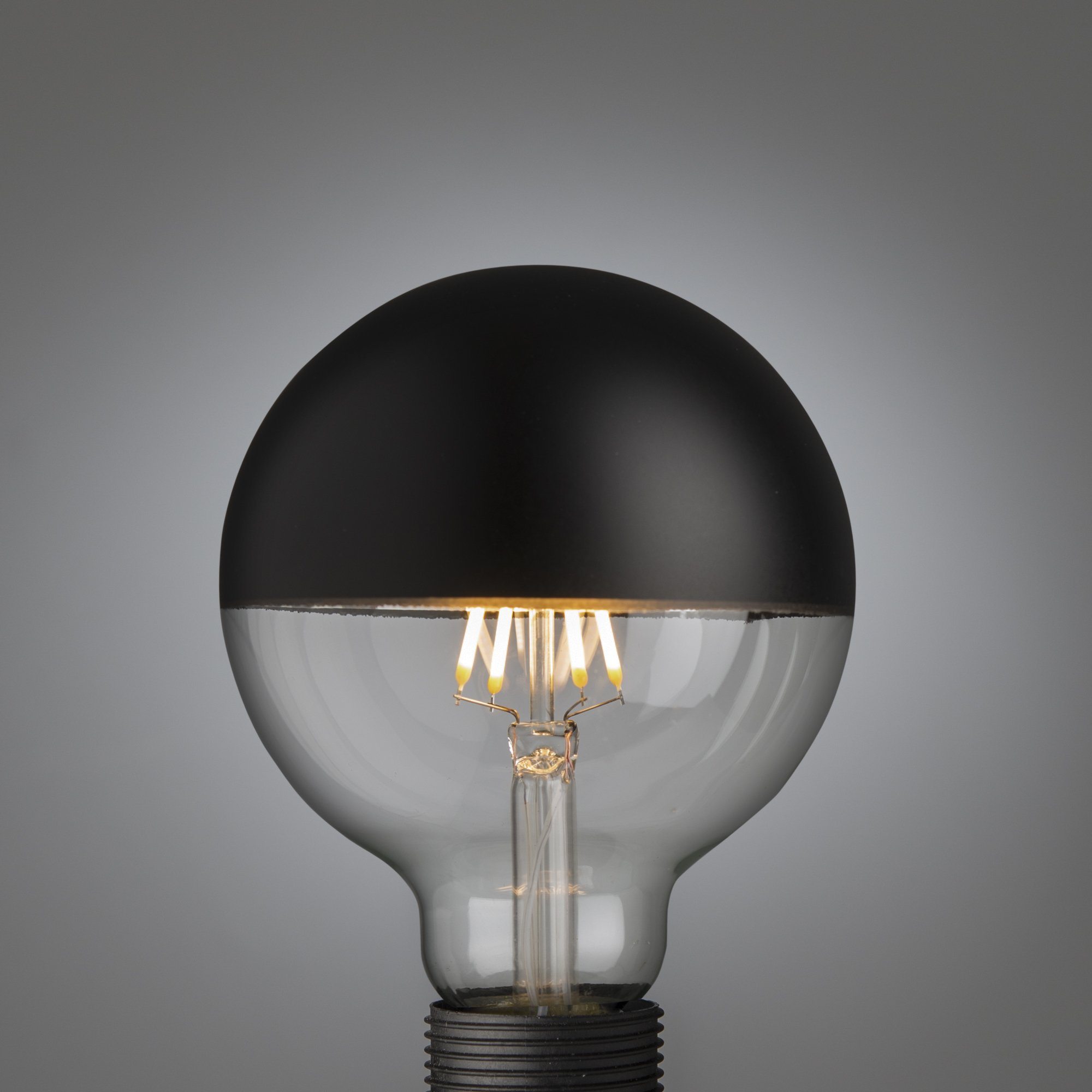 Led Glühbirne Schwarz Kopfspiegel | Big Led Filament Black Top Globe E27 - Edisson