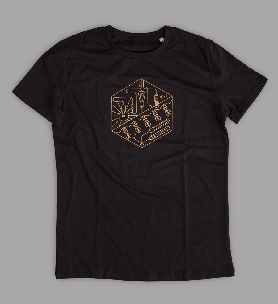 T-Shirt «Lightbulbs» Schwarz/Gold - Edisson