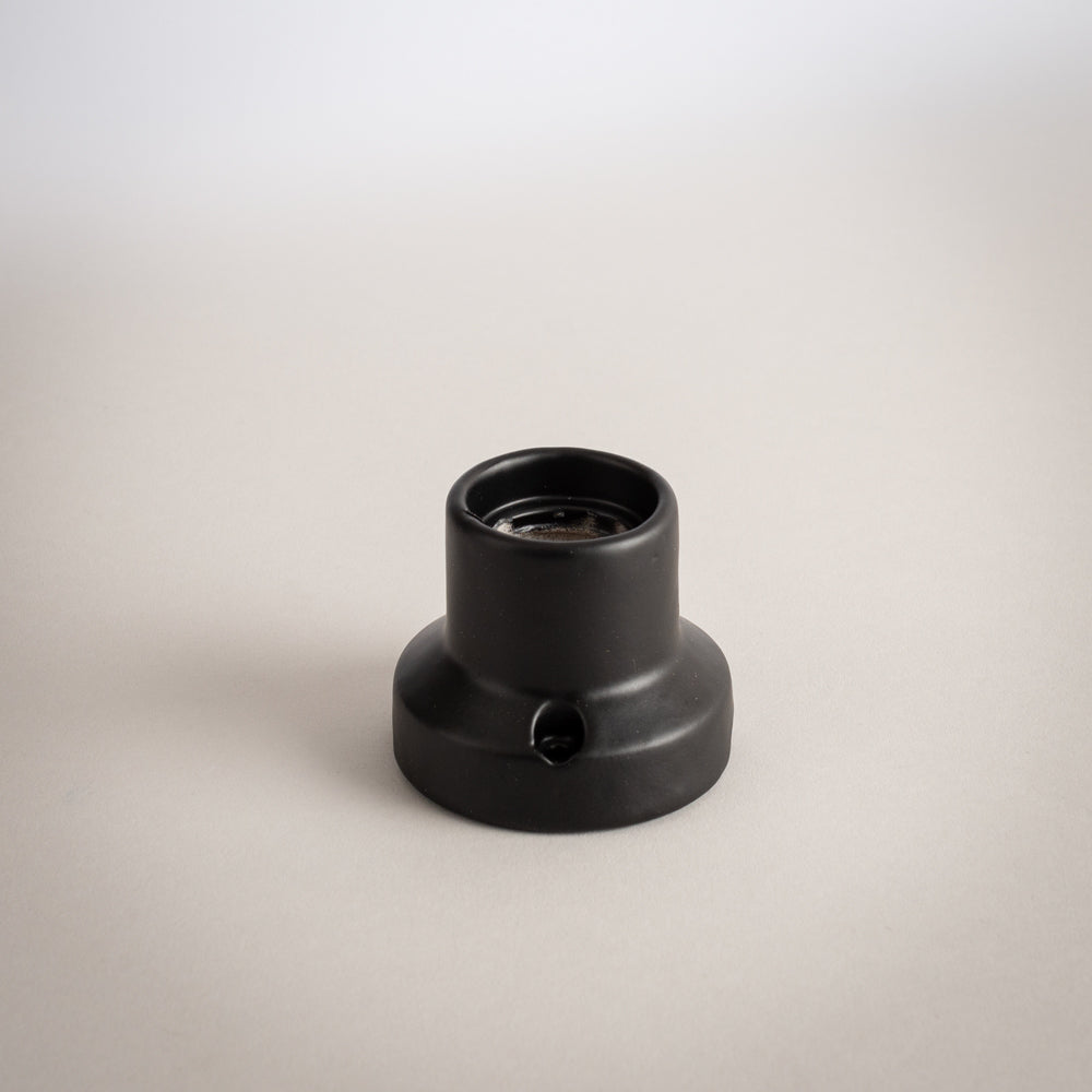 Vintage ceiling and wall socket in porcelain, matt black 