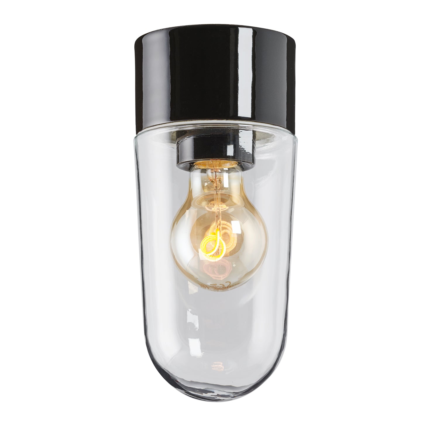 Stalllampe E27, schwarz gerade - Edisson
